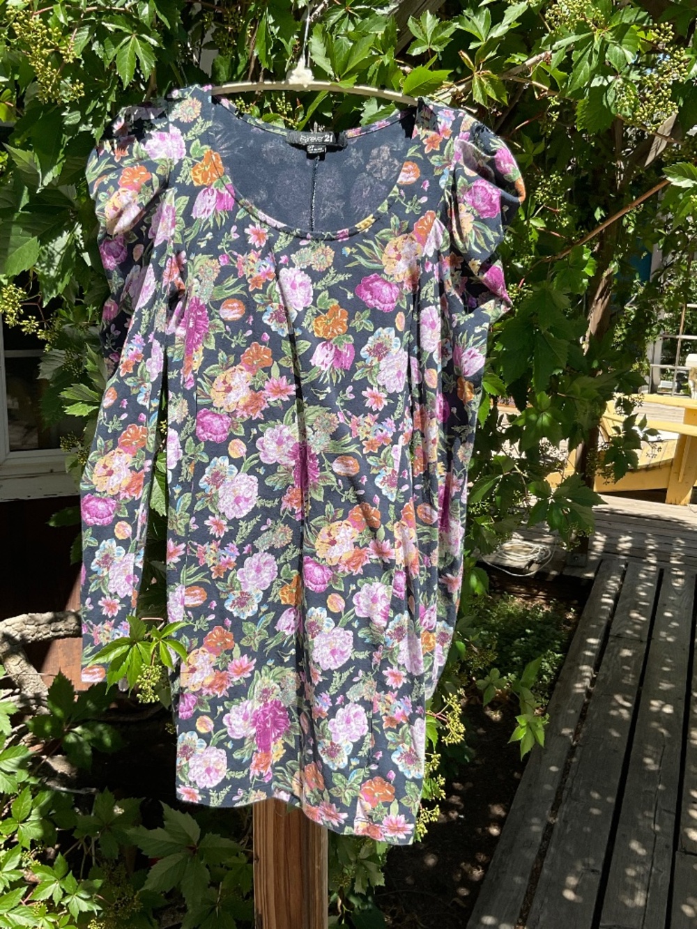 Pucker-Poof Sleeve Body-Con Floral Dress